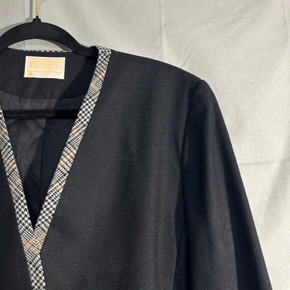 Vintage Pendleton Jacket Womens Large Black Blazer Virgin Wool Made USA Button - Picture 5 of 8